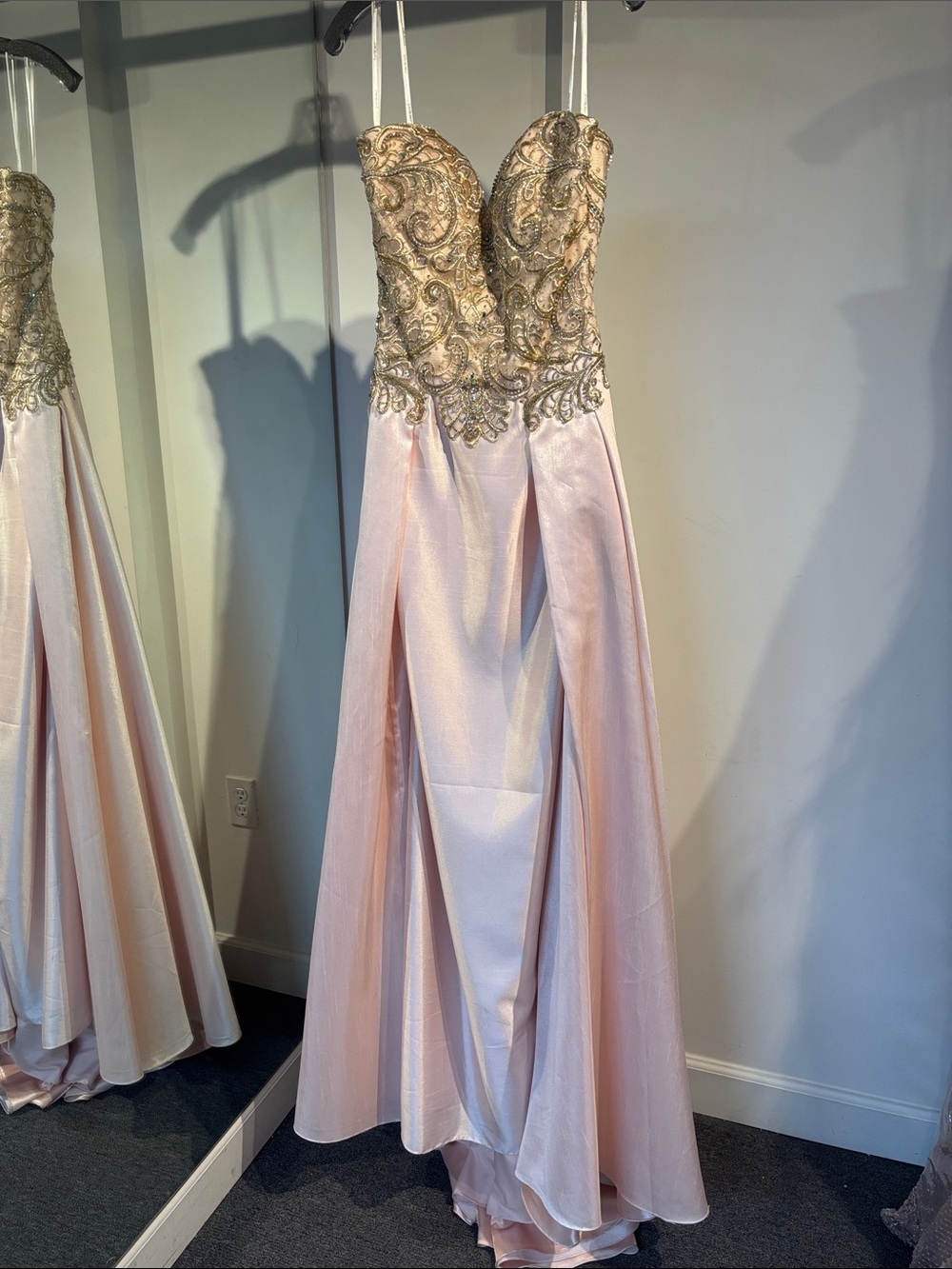 Tony Bowls Pink Embellished Evening Gown